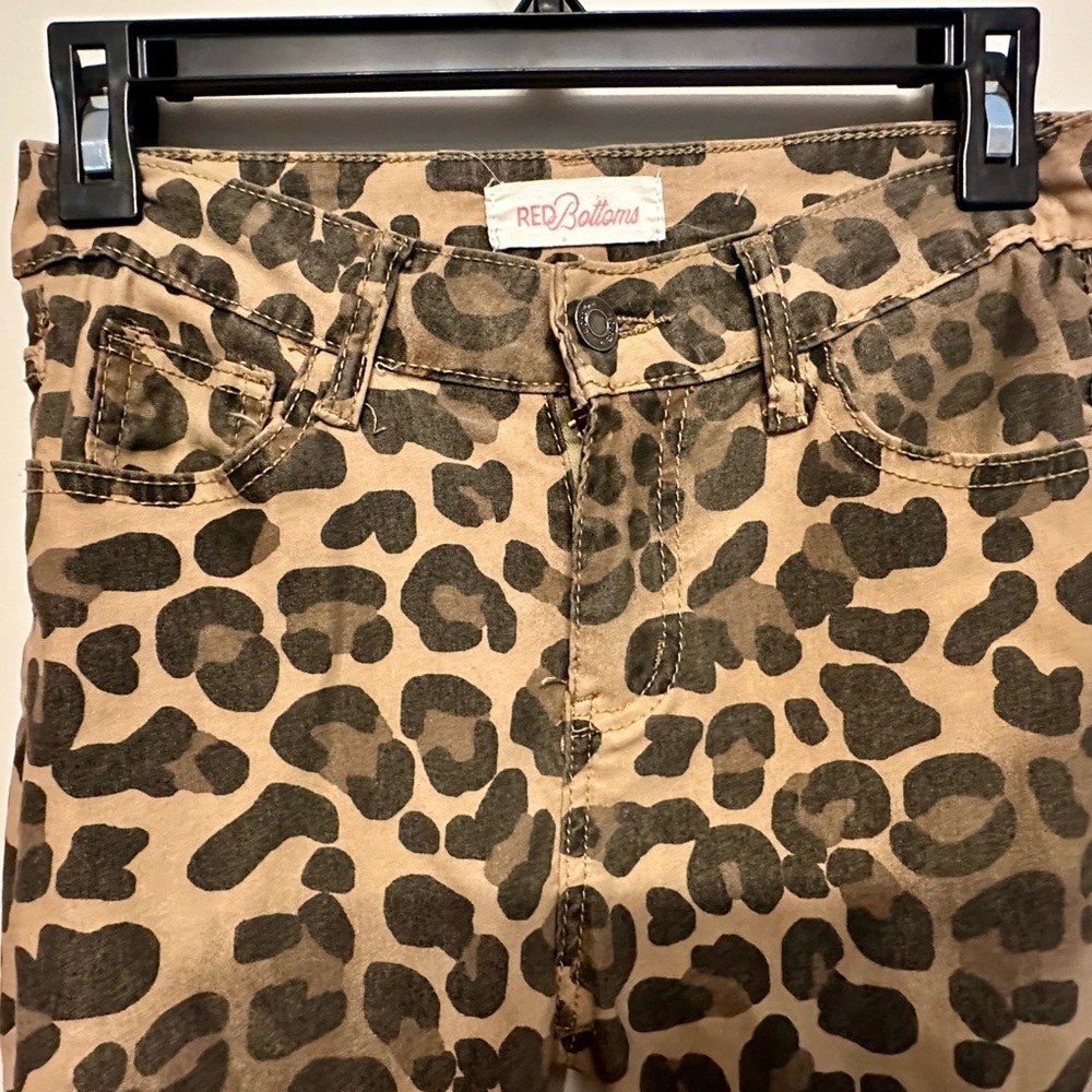 Vintage Y2K Era “Red Bottoms” Leopard Print Skinny Pants Size 3/26 - Picture 2 of 6